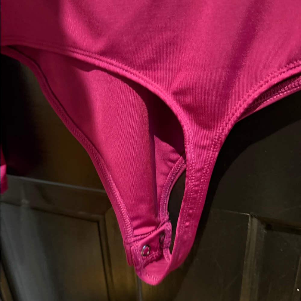 Express Fuchsia V-Neck Blouse - Picture 3 of 3